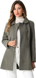 Allegra K Peter Pan Collar Double Breasted Long Trench - Elegant