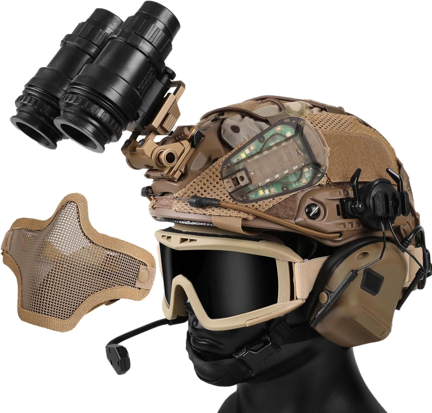 Tactical Helmet Set with Headset & Face Mask