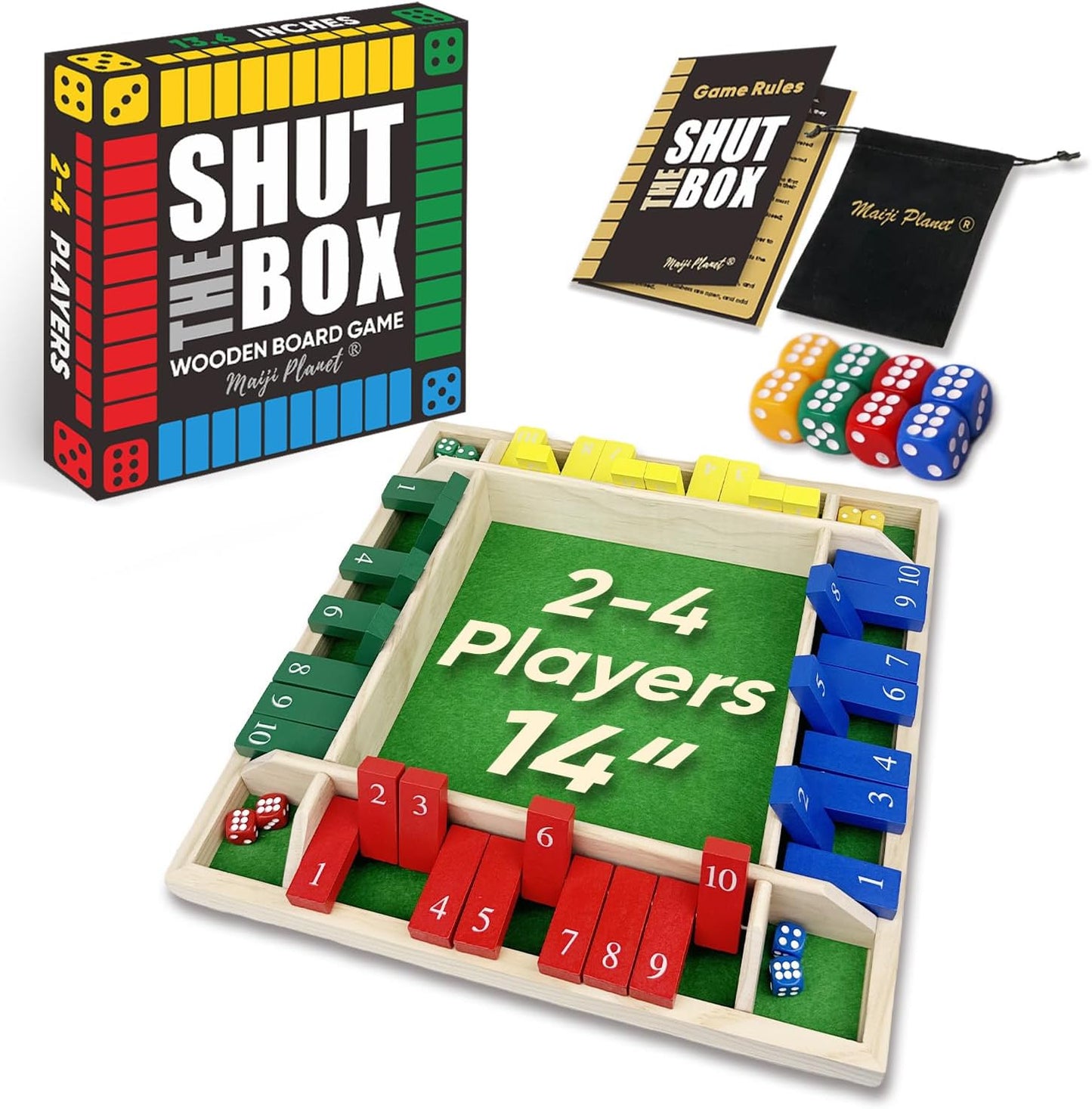 14 Deluxe Shut The Box Game for Family Fun and Learning
