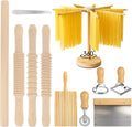 3 Size Pasta Making Tools 11Pcs Wooden Kit - Threaded Pins for 3 Pasta