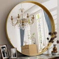 30 Inch Round Bathroom Mirror - Wall Mounted Gold Circle Mirror