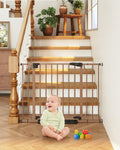 Brown 29-40in Baby Gate for Stairs - Auto-Close, Stroller Friendly