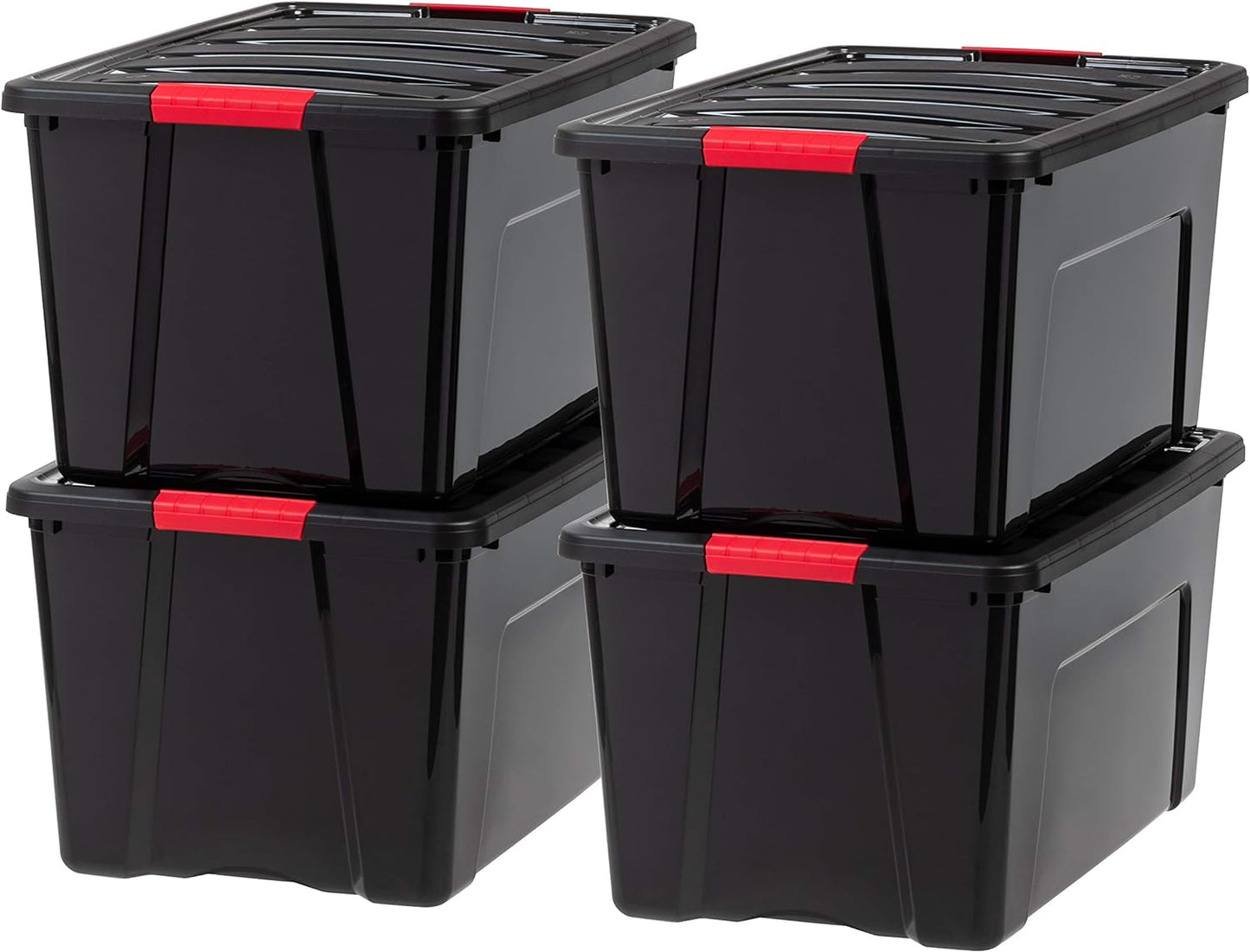IRIS USA 72 Qt Stackable Plastic Storage Bins for Organizing