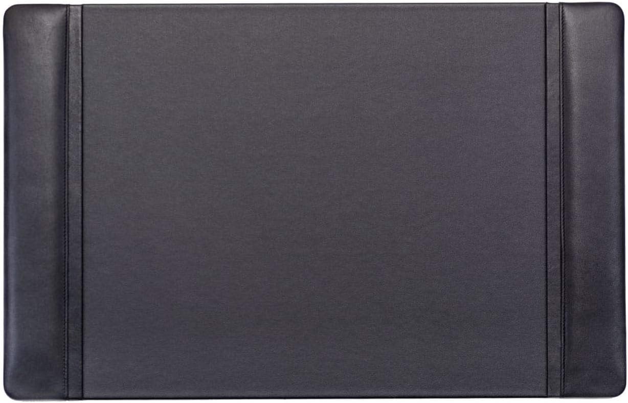 Dacasso Black Leather Desk Pad with Side Rails for Elegance