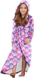 Girls Bathrobe Long Hooded Coral Fleece Robe - Cozy Full Length