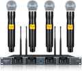 Wireless Microphone System 4 Channel UHF Adjustable Frequency