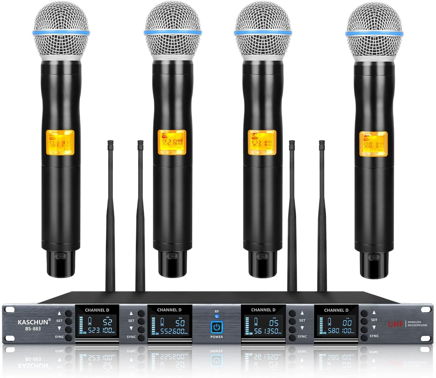 Ultimate UHF Wireless Mic System - 4 Channels, Auto Scan, 328ft Range