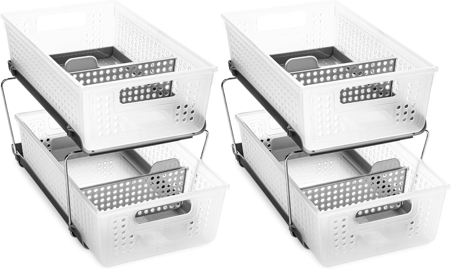 Stackable 2-Tier Organizer Set for Home and Bath Storage