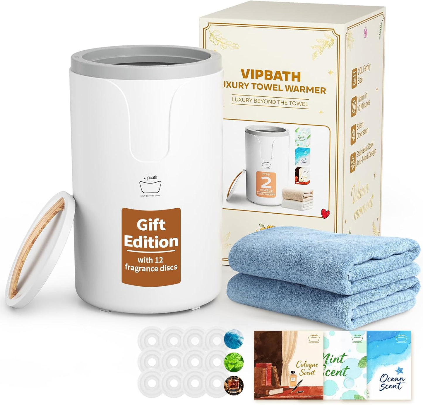 20L Luxury Towel Warmer with Dual Heat and Gift-Ready Box