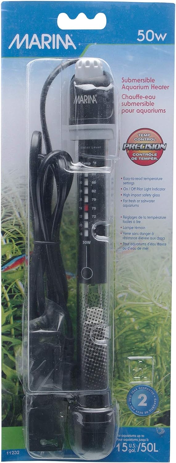 Marina 50w Submersible Aquarium Heater - Precise Temperature Control