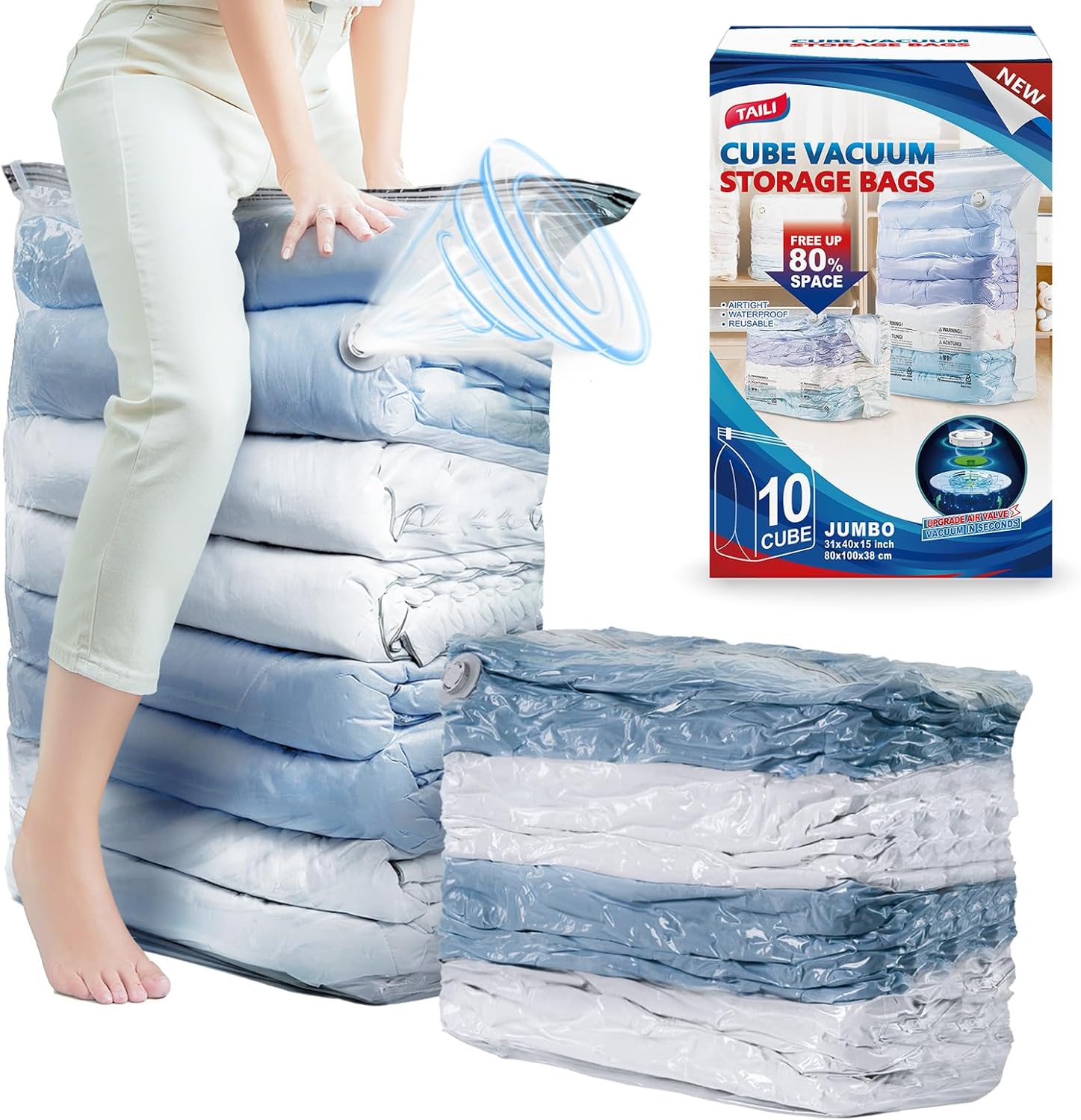 Jumbo Cube Vacuum Storage Bags for Comforters and Bedding
