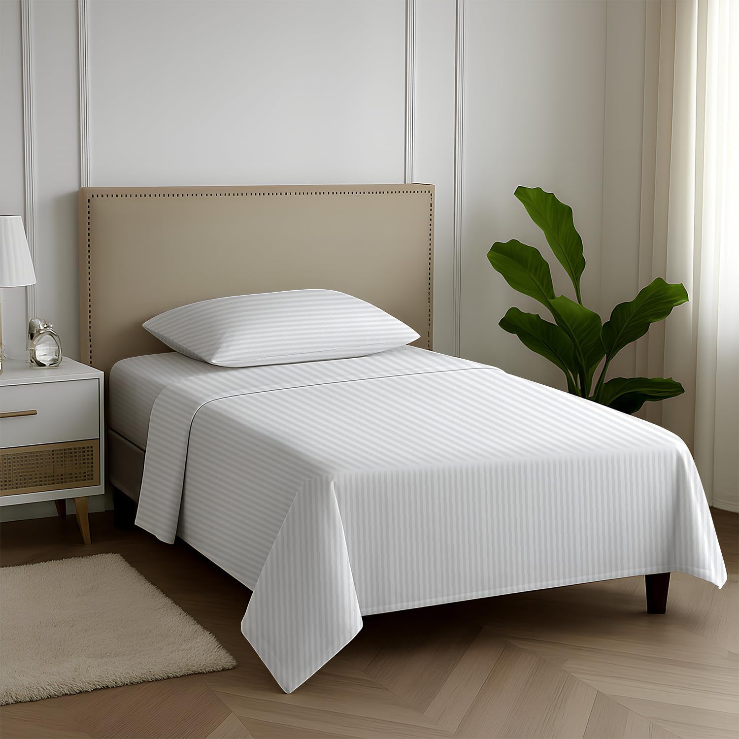 Carressa Linen Striped Egyptian Cotton Twin XL Sheets Set