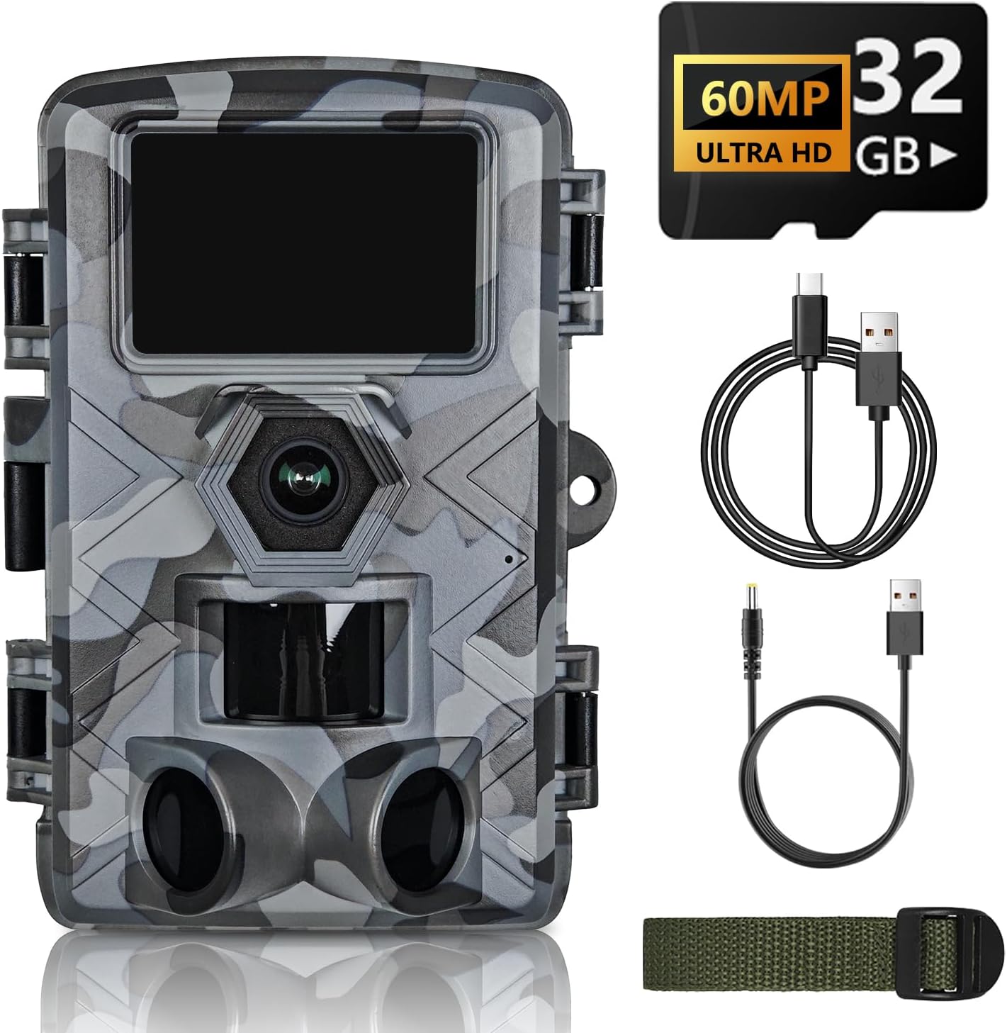 60MP Trail Camera with WiFi for Night Vision and Security