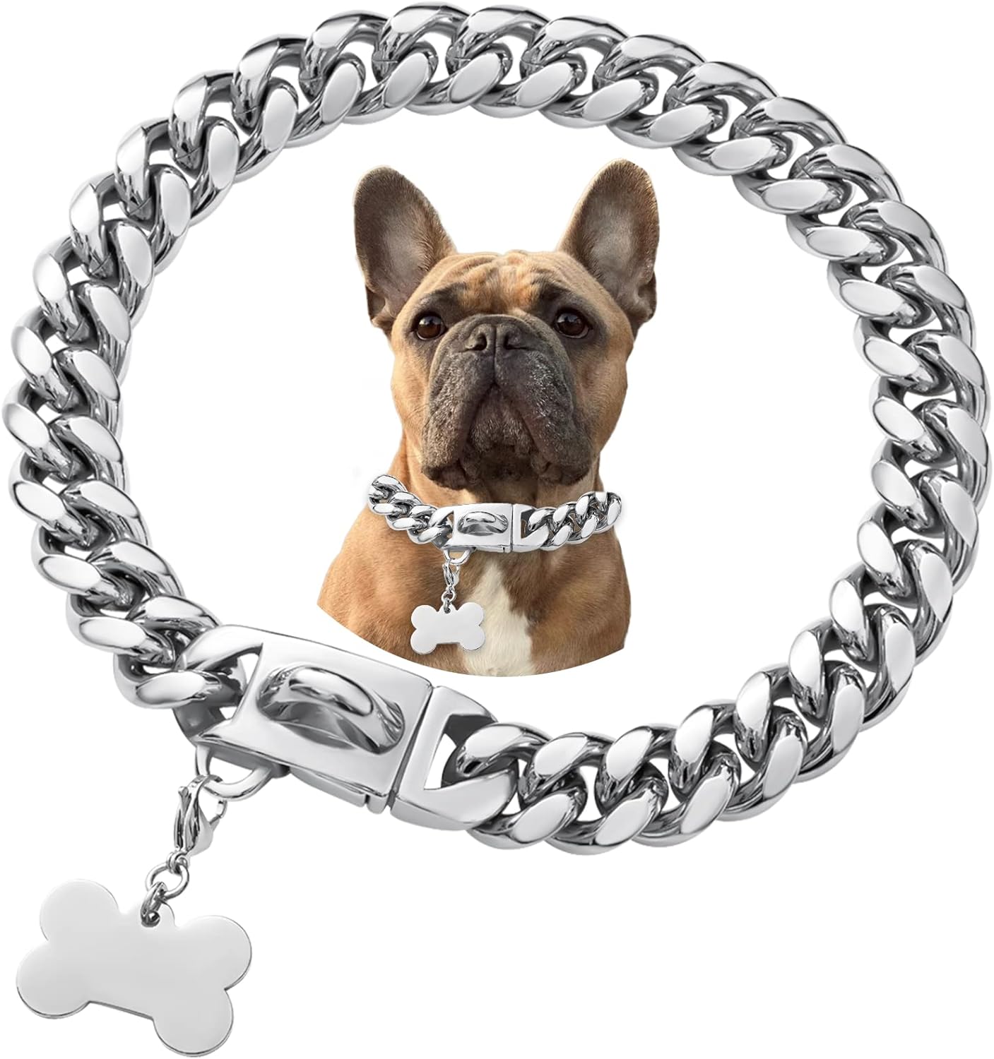 Stainless Steel Buckle Dog Collar for Large Breeds - Durable & Stylish
