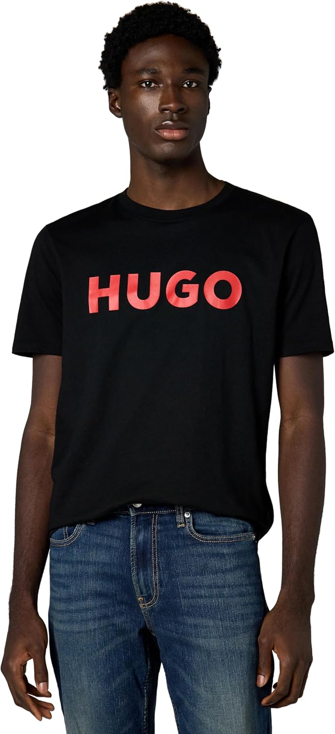 HUGO Mens Print Logo Short Sleeve T-Shirt for Casual Style