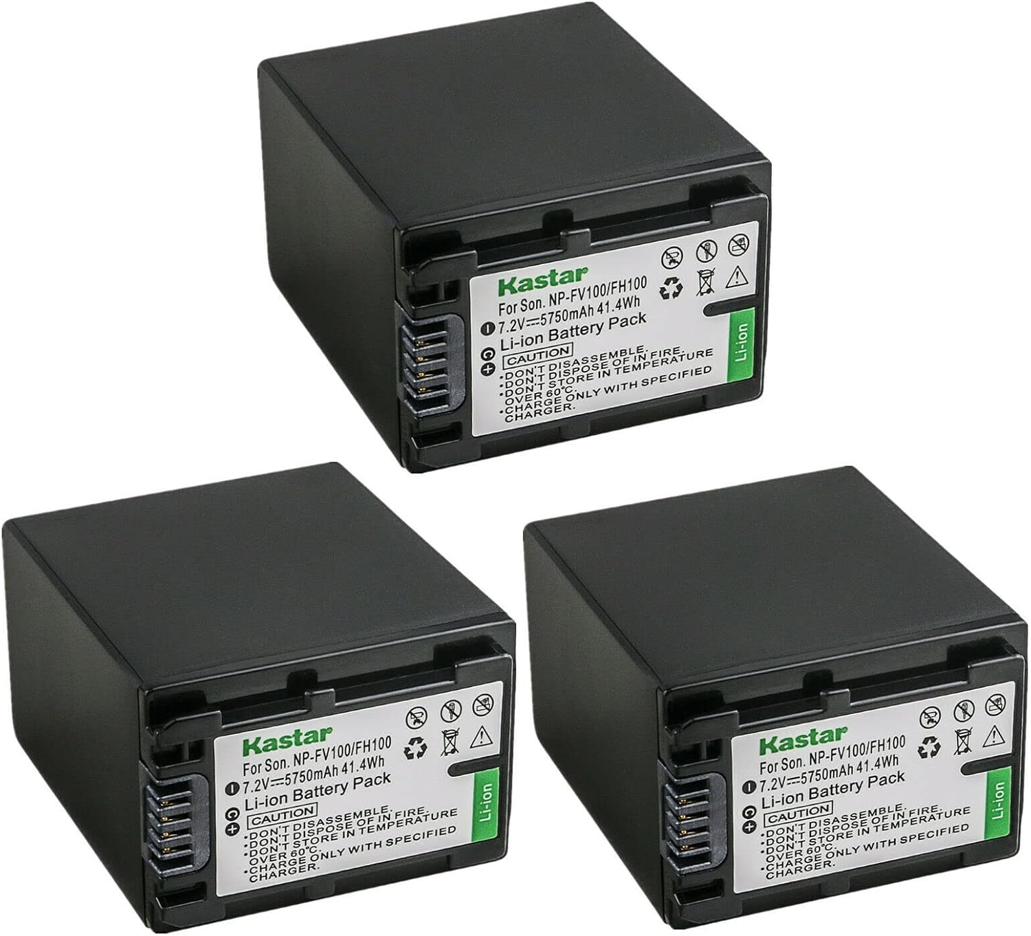 Kastar NP-FV100 Battery 3-Pack for Sony Camcorders - High Capacity