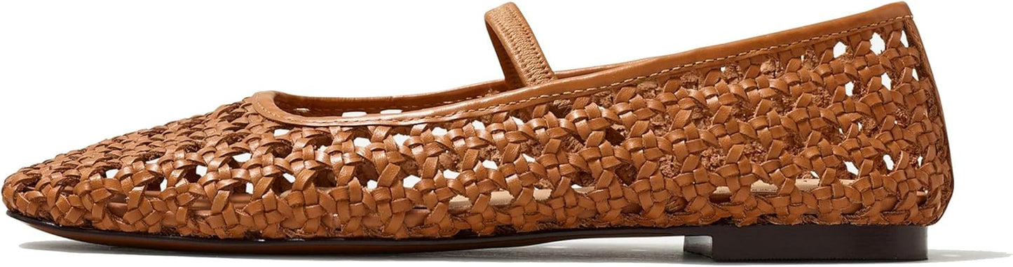 Woven Ballet Flats Shoes for Women with Strap for Comfort