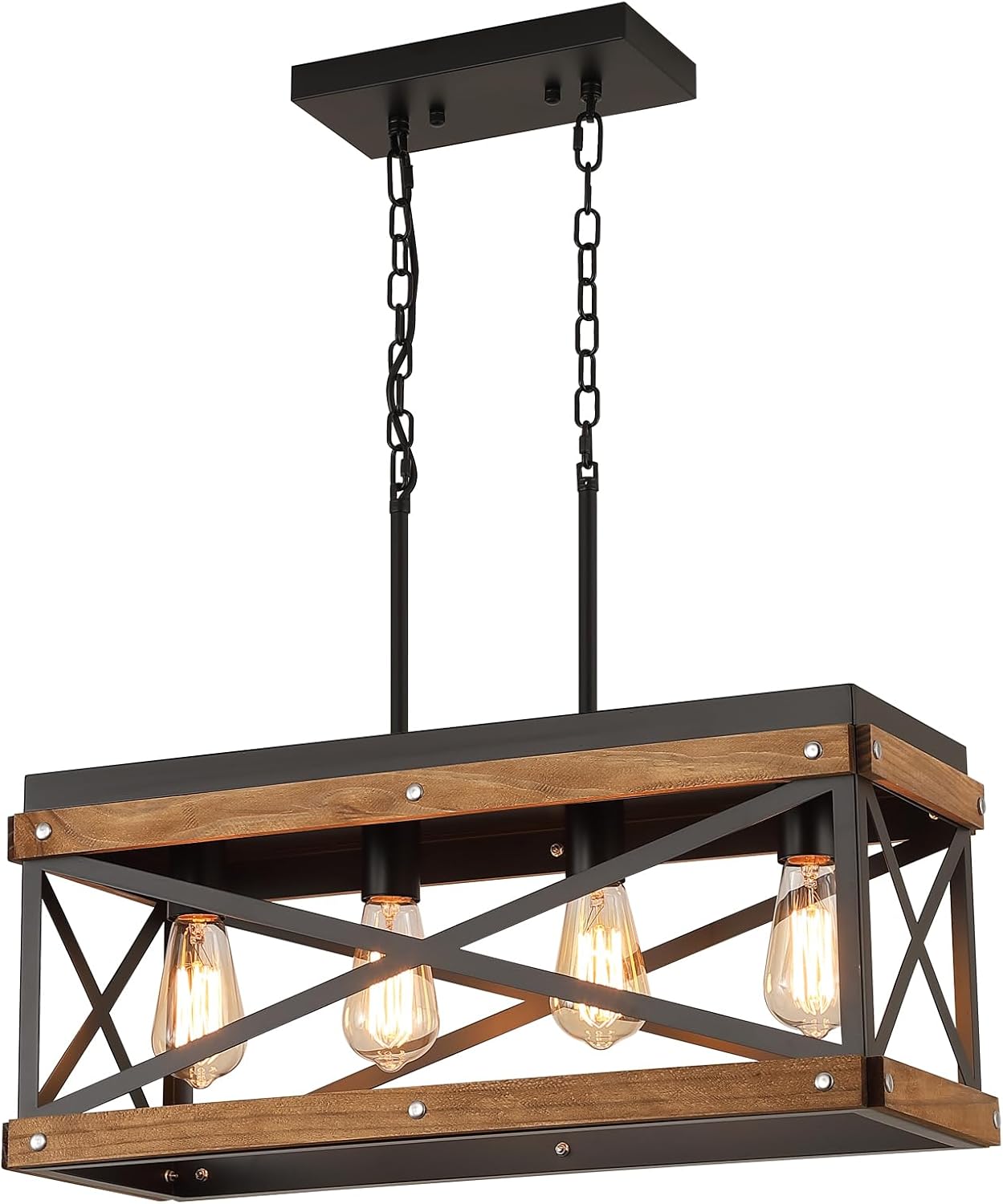 Rustic Farmhouse Wood Kitchen Island Lighting for Dining Room