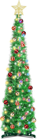 Dual Color Change Timer 5 Ft Pop Up Tinsel Christmas Tree - DIY Lights