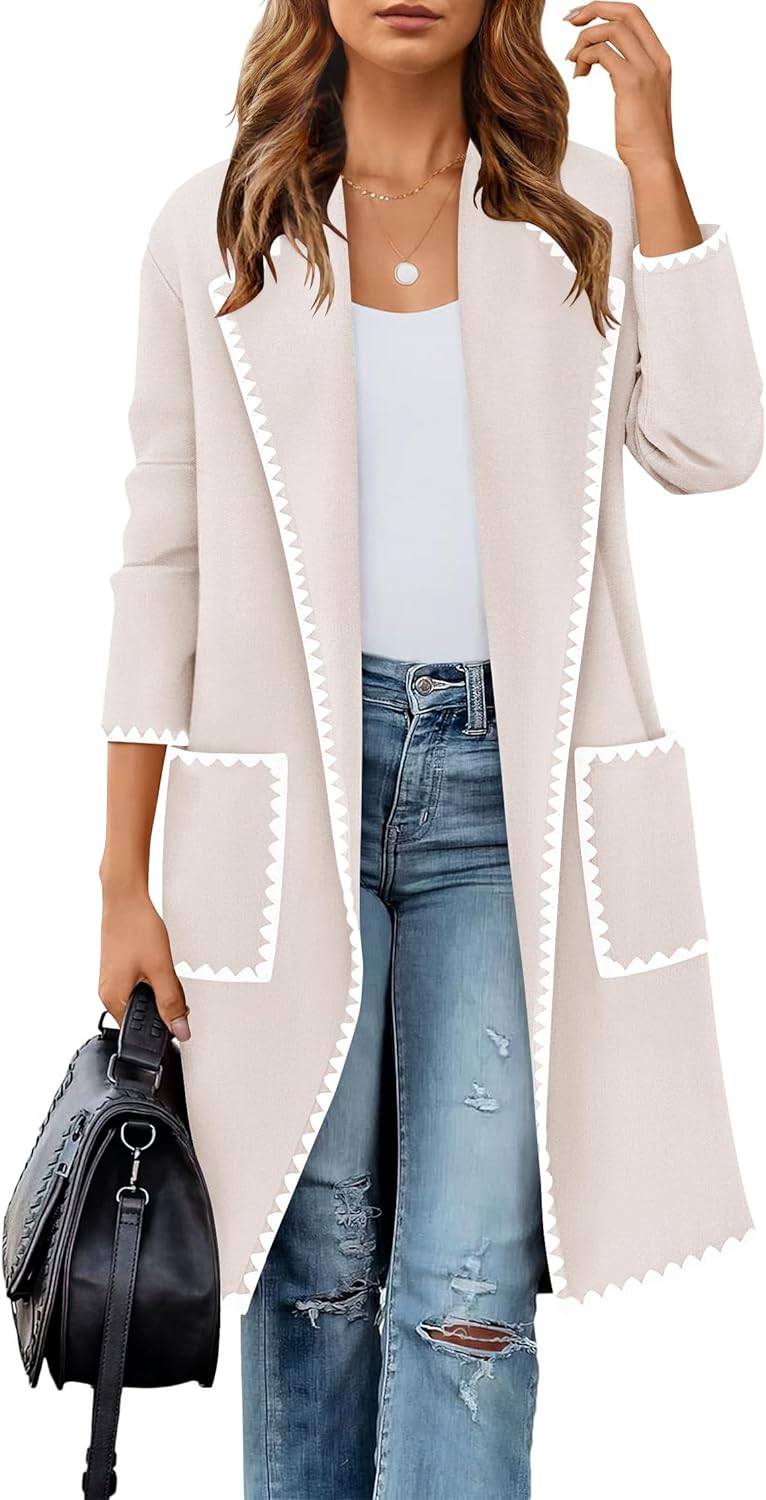 ZESICA Women's Open Front Long Cardigan Sweater for Fall Style