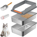 Stainless Steel Sifting Litter Box with Lid - Efficient Odor Control