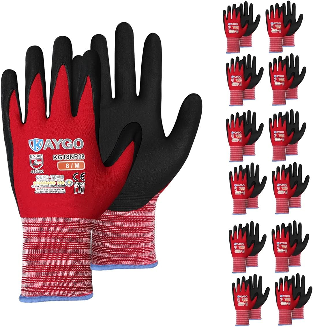 KAYGO Safety Work Gloves with MicroFoam Nitrile Coating