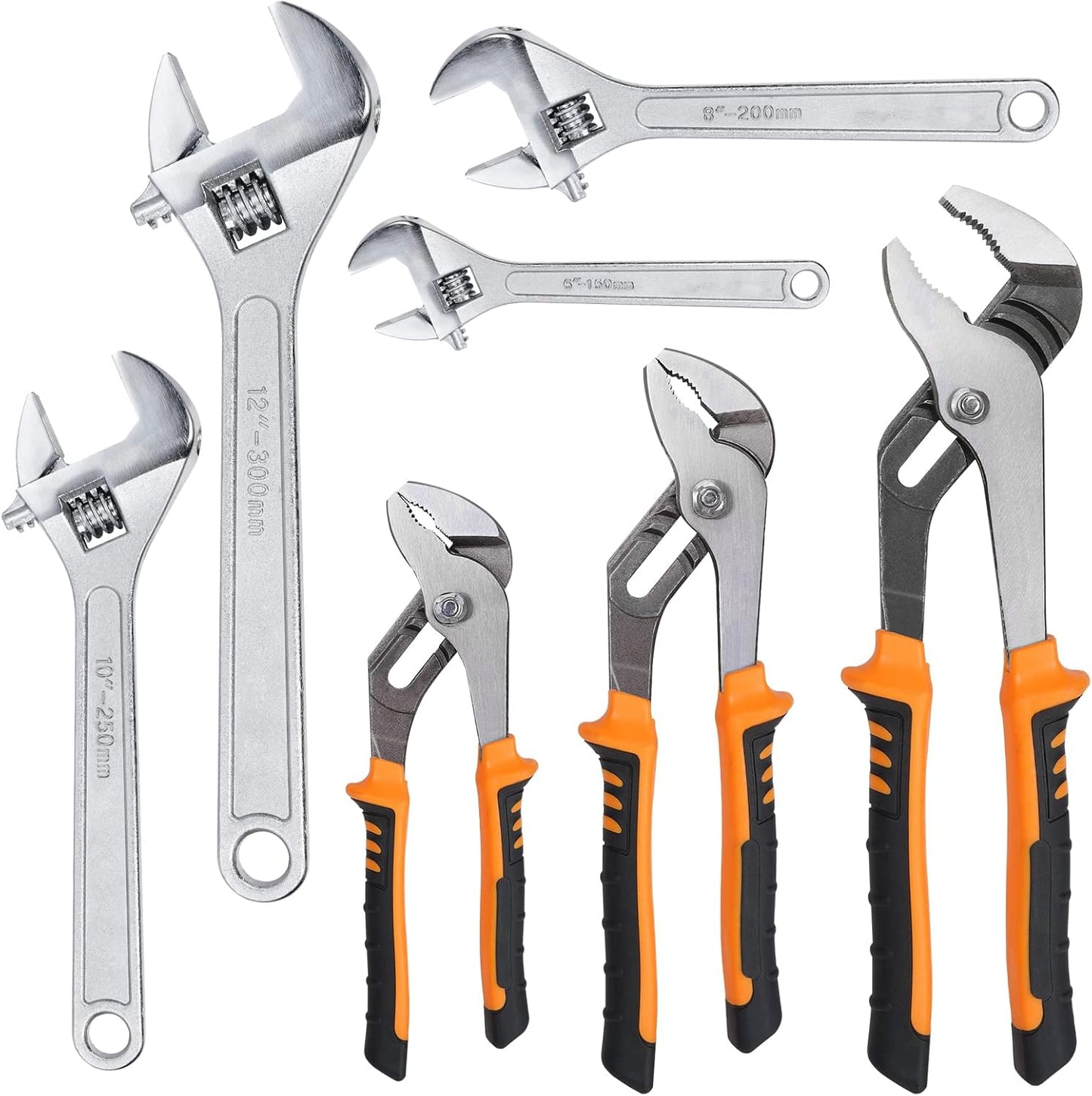 7-Pack Adjustable Wrench & Joint Pliers Set for Home Repair