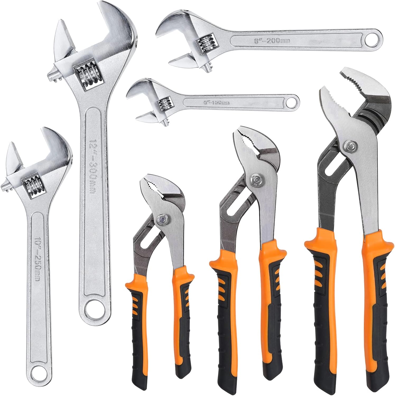 7-Pack Adjustable Wrench & Joint Pliers Set for Home Repair
