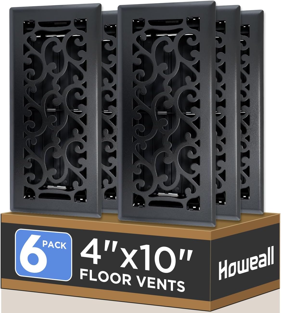4x10 Inches Heavy Duty Walkable Floor Register - Matte Black