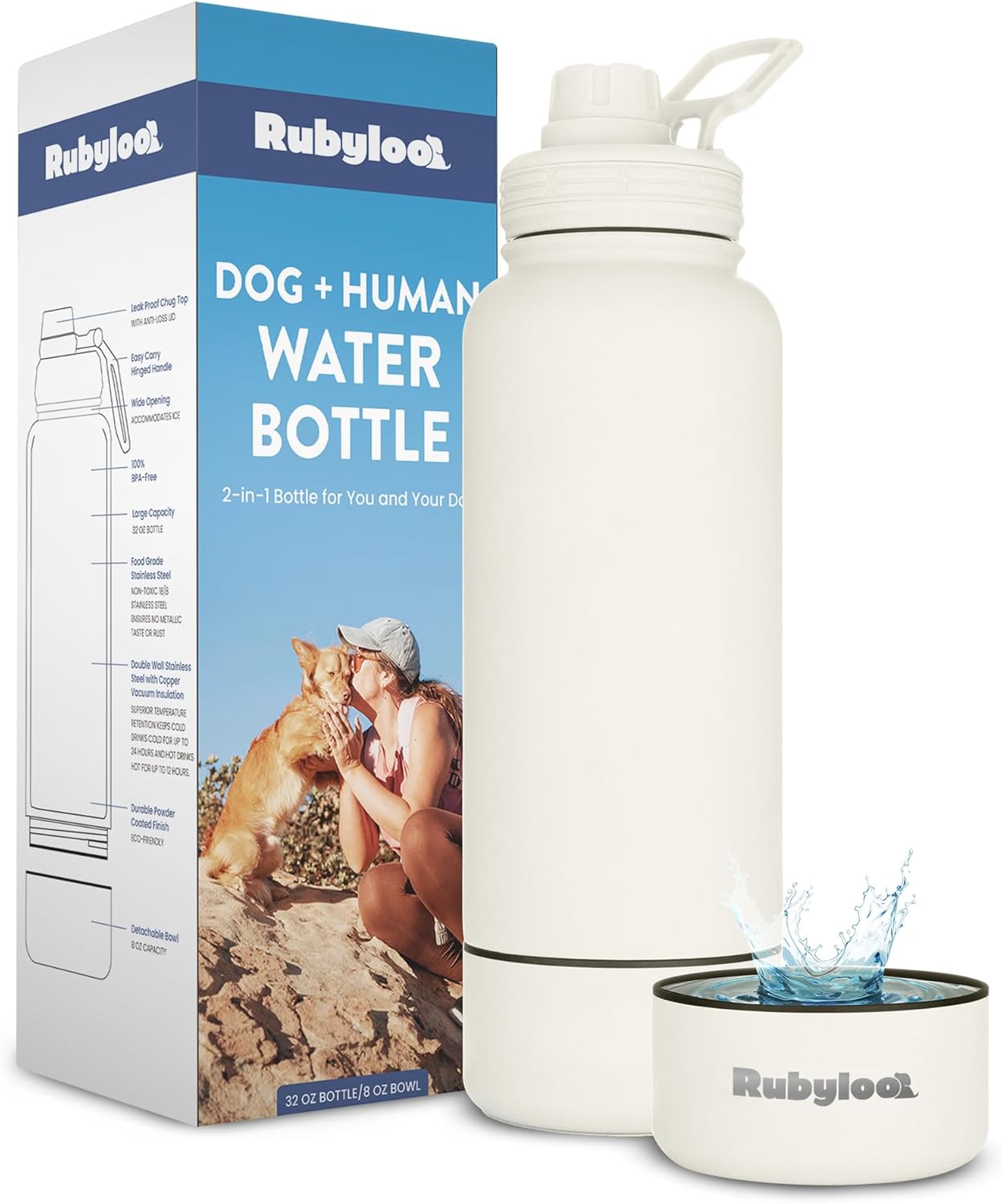 Dog Water Bottle for Dog Lovers - 32 oz Insulated Bottle