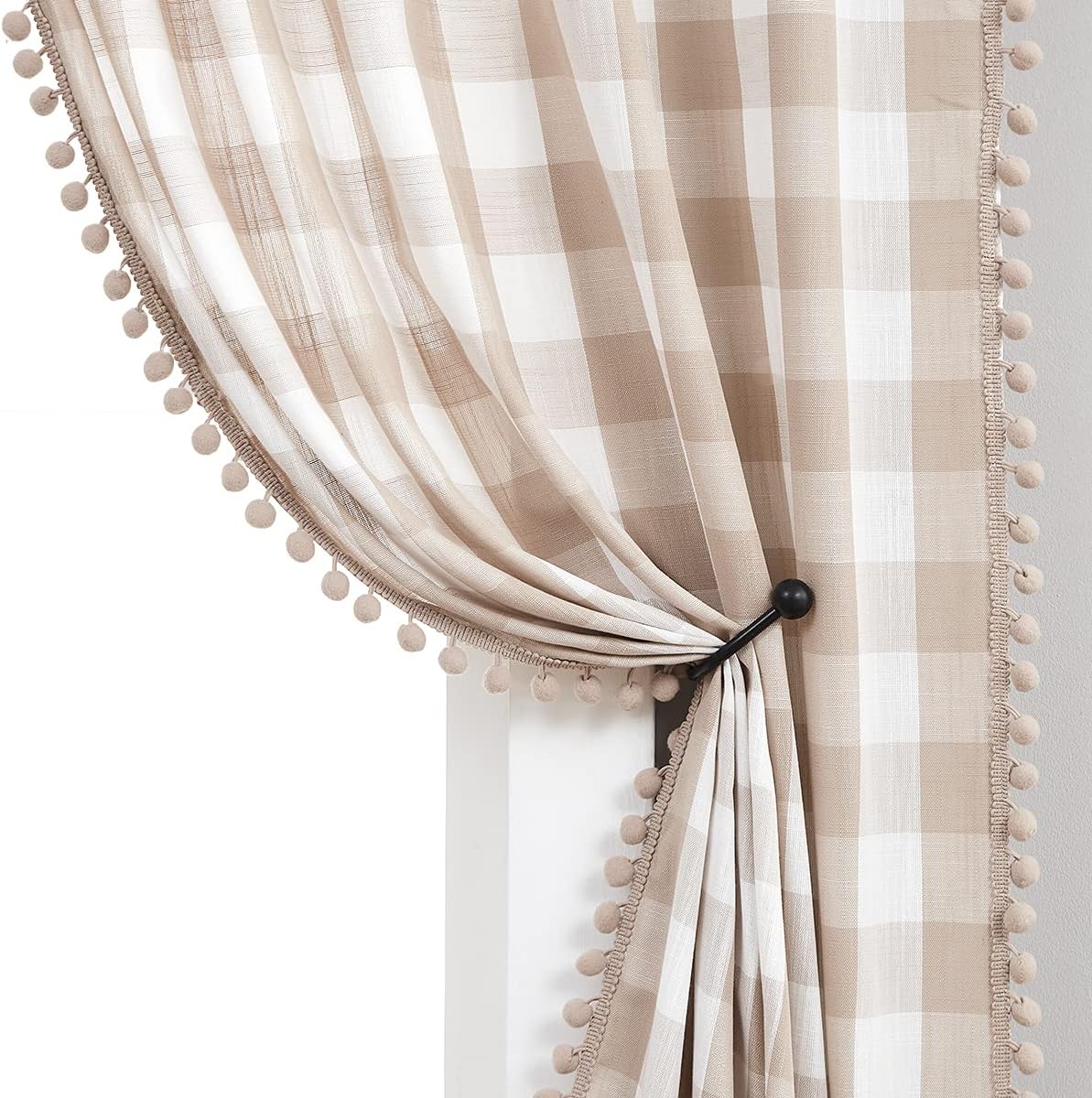 Pompom Buffalo Check Curtains by Treatmentex for Home