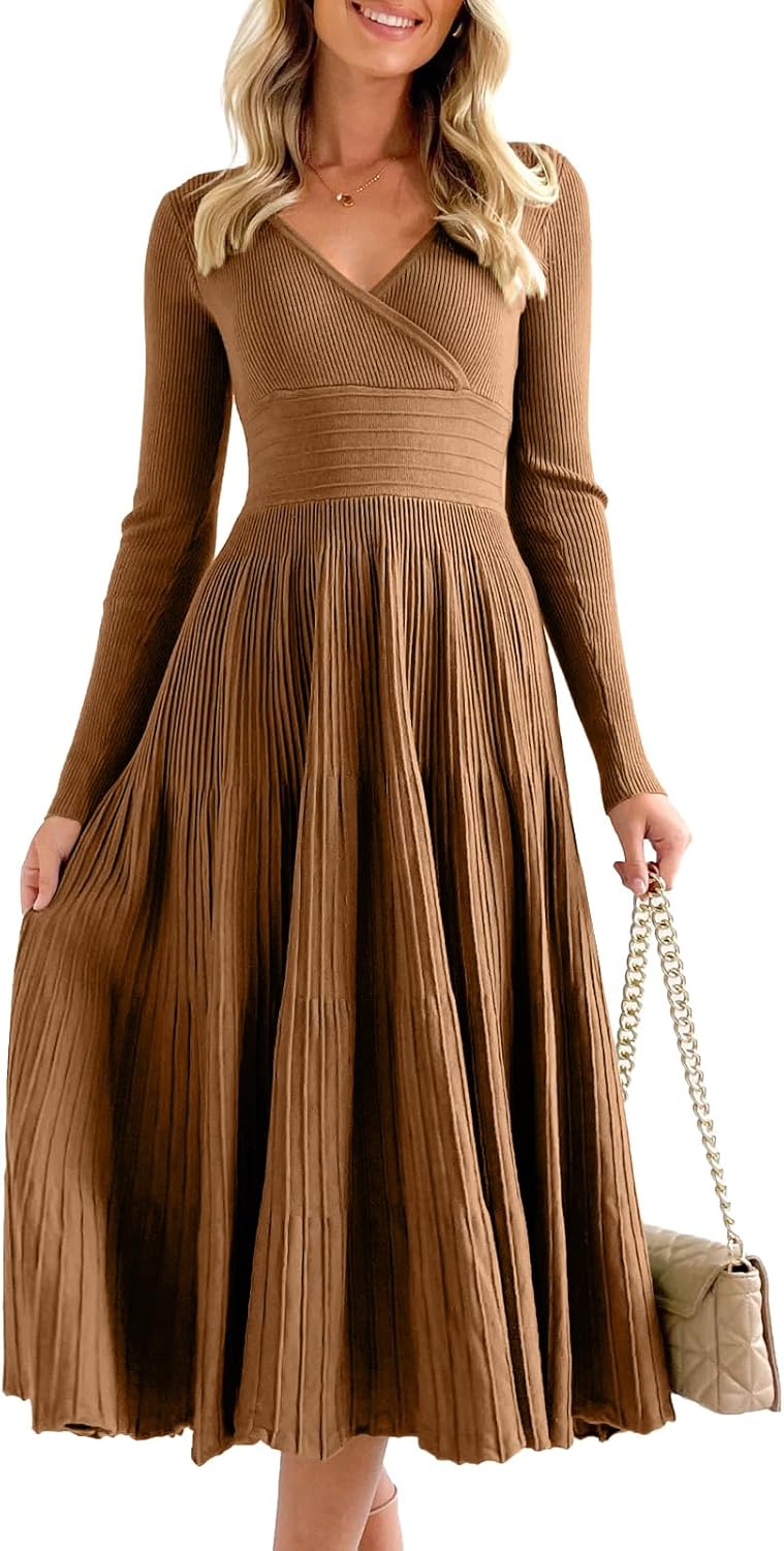 Saodimallsu Womens Long Sleeve Midi Sweater Dress for Elegance
