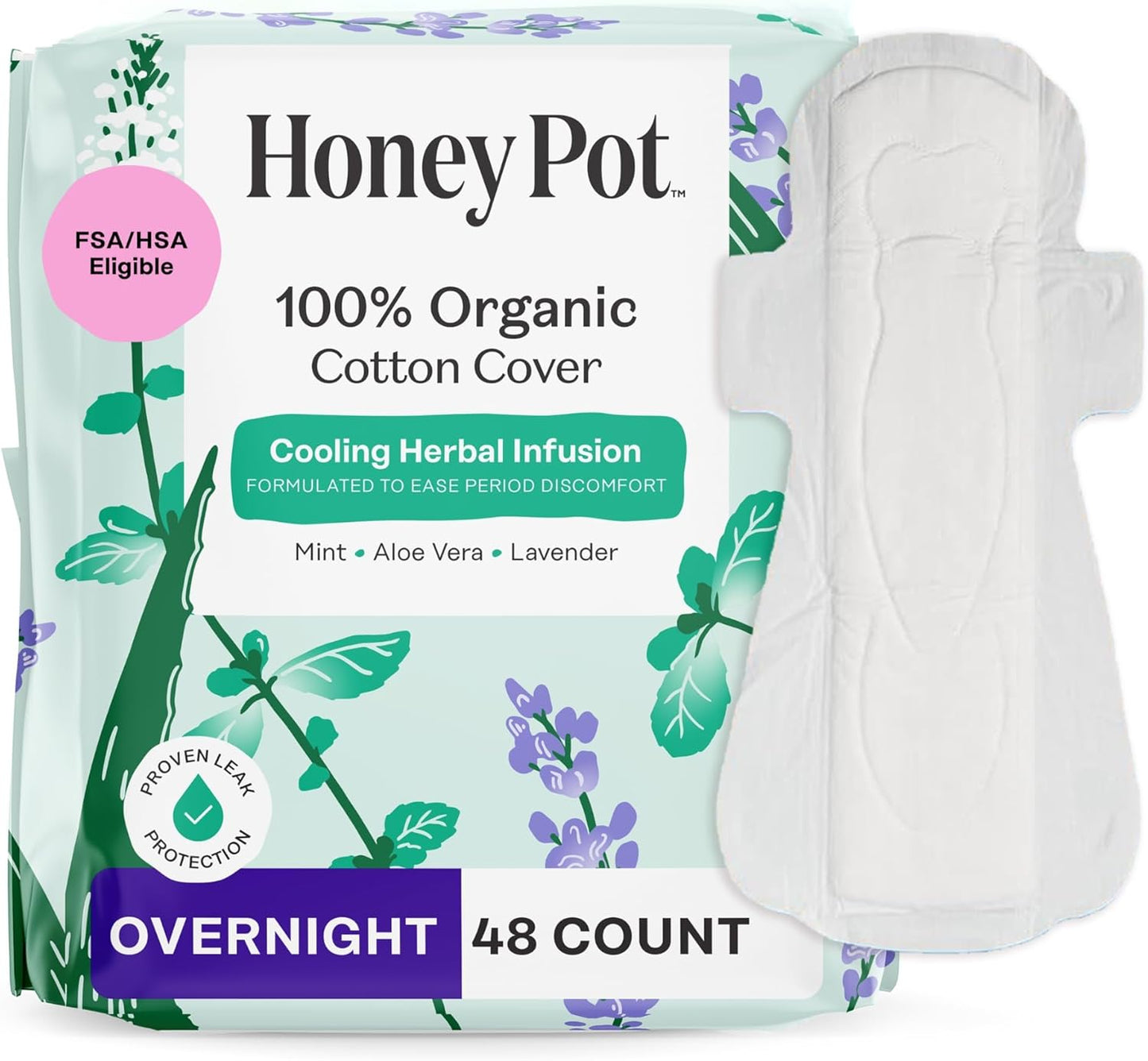 Herbal Pads for Women - Overnight with Wings for Comfort