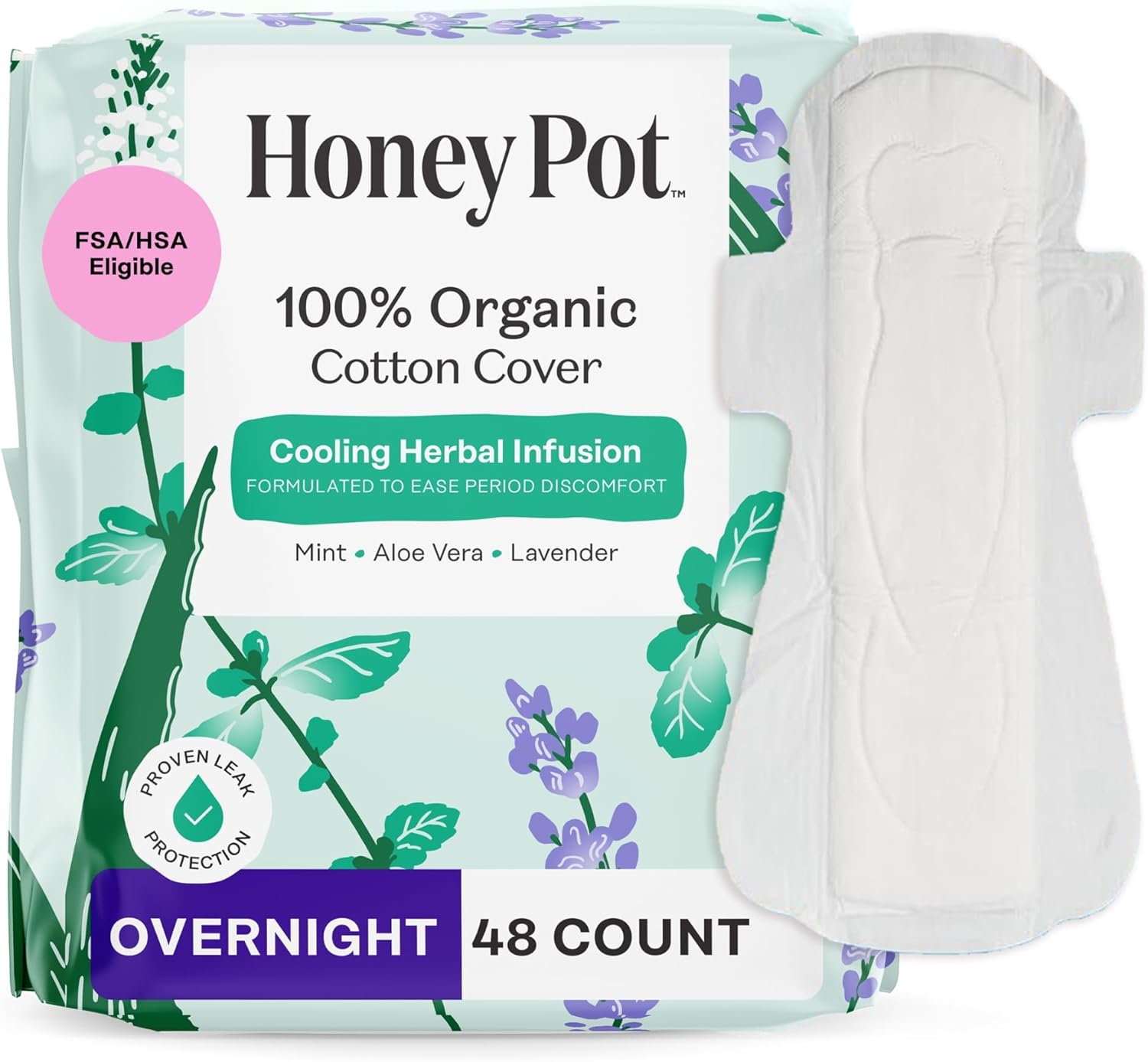 Herbal Pads for Women - Overnight with Wings for Comfort