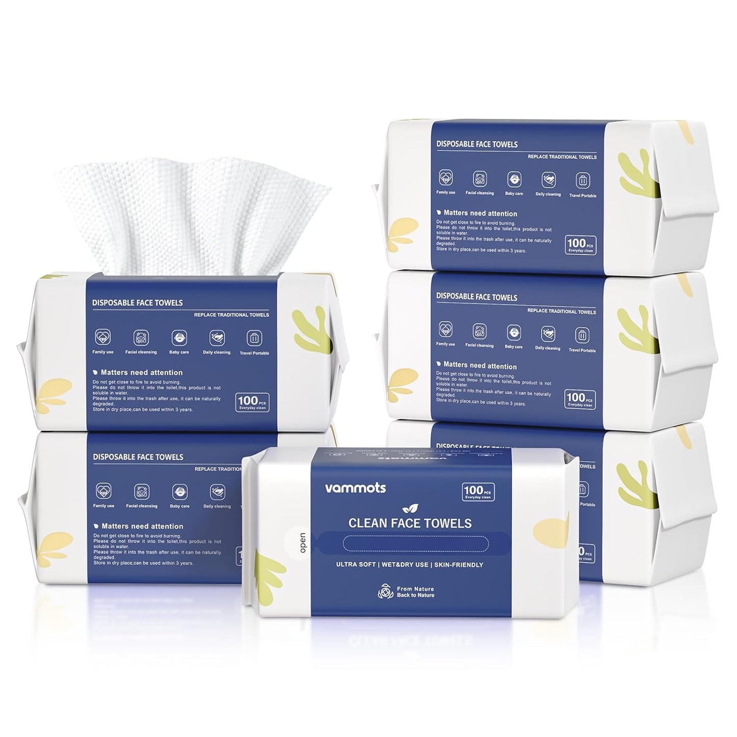 Disposable Face Towels for Sensitive Skin - Biodegradable Washcloths