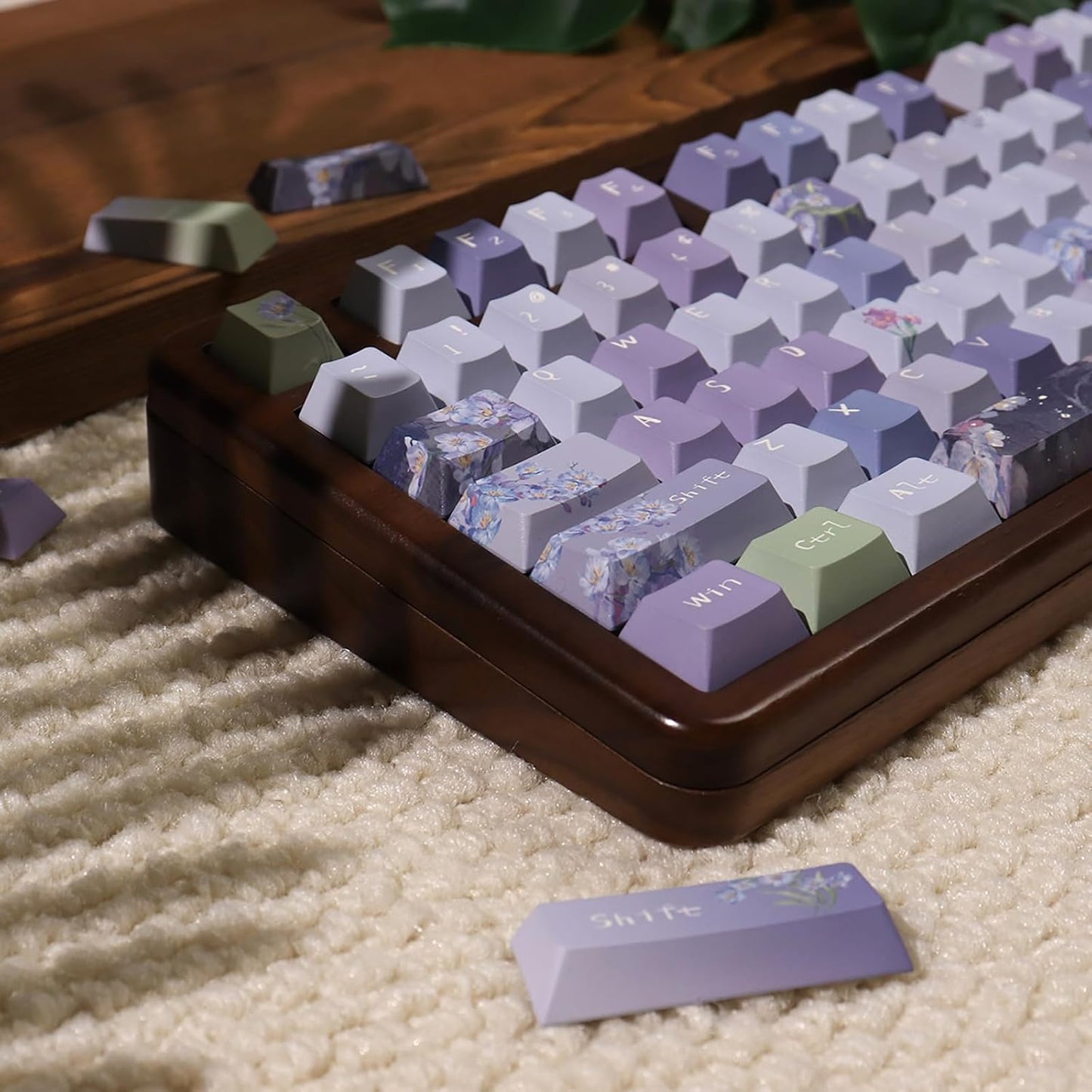 152 Keys Purple Blossom Keycaps Set for Mechanical Keyboards