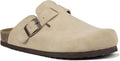 Women's Suede Clogs Slip-On Buckle Slides with Arch Support Clothing