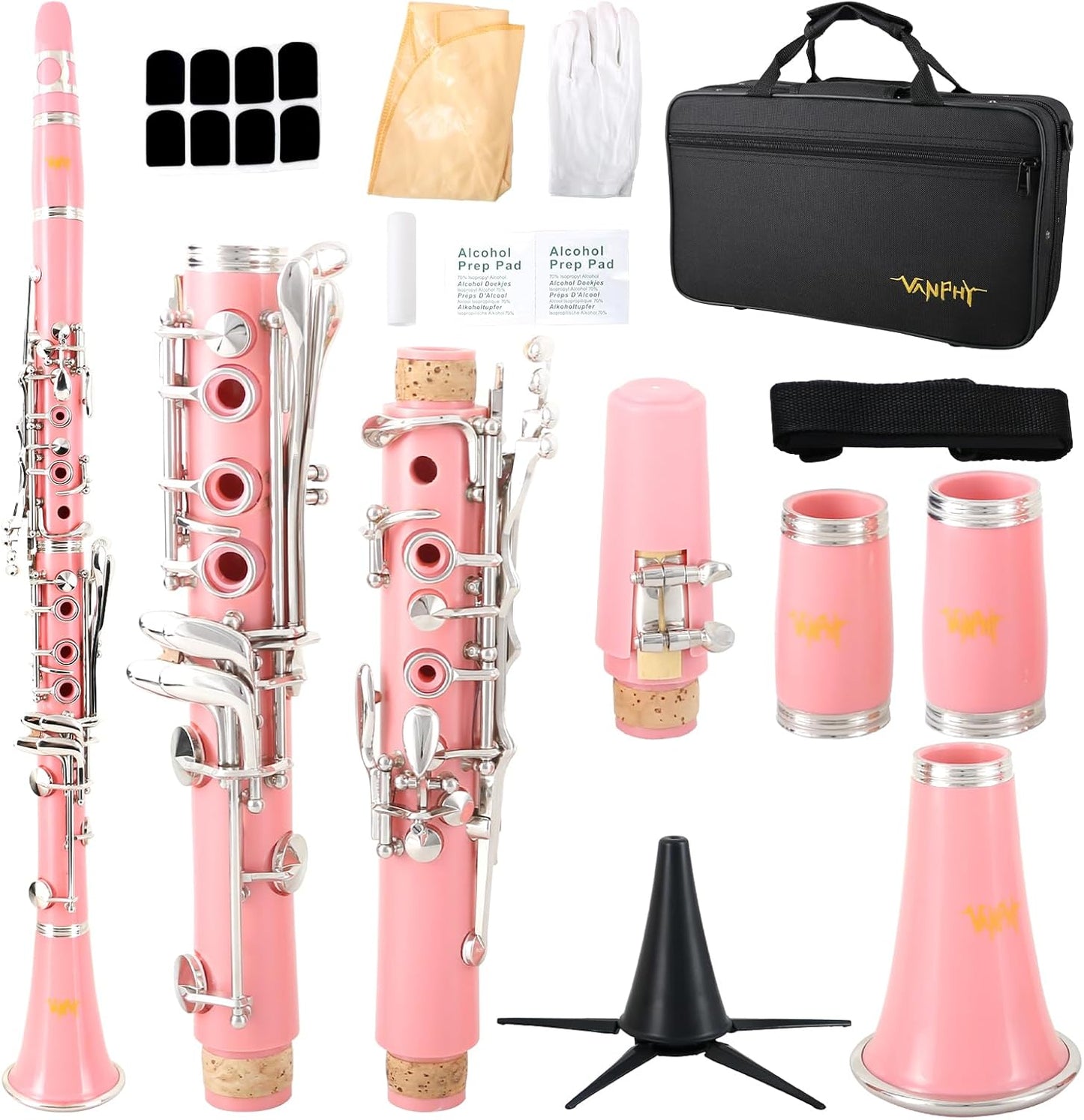 Bb Clarinet for Beginners with Case and Accessories in Pink