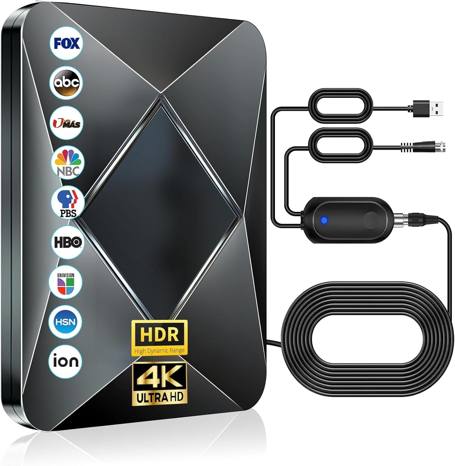 1800+ Miles Range Indoor TV Antenna with Signal Booster