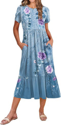 Zeagoo Women Summer Midi A Line Dress - Flowy Tiered Sundress (2025)
