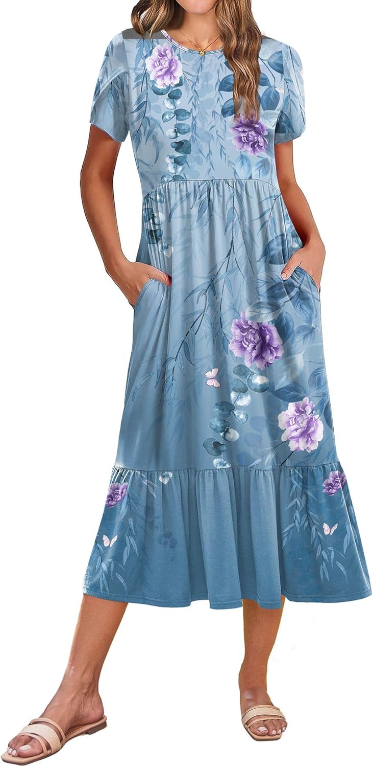 Zeagoo Women Summer Midi A Line Dress with Pockets for 2025