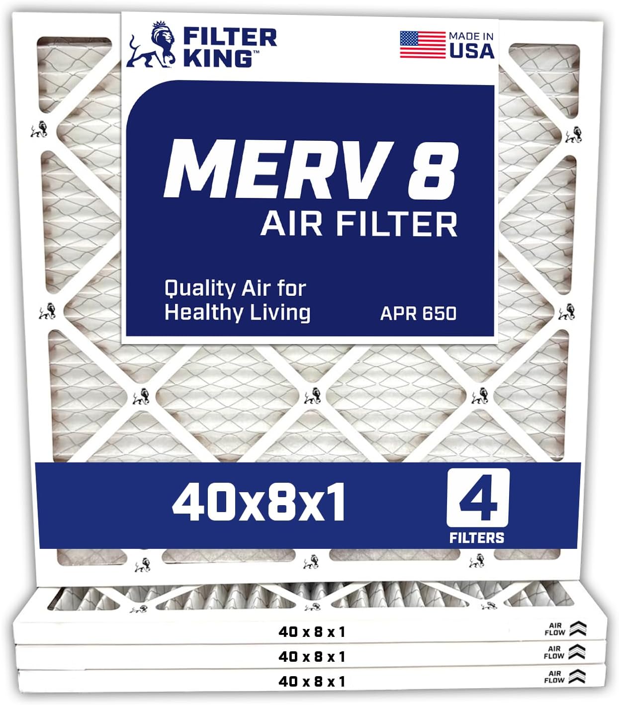 MERV 8 Air Filter 40x8x1 | 4-Pack for HVAC Systems