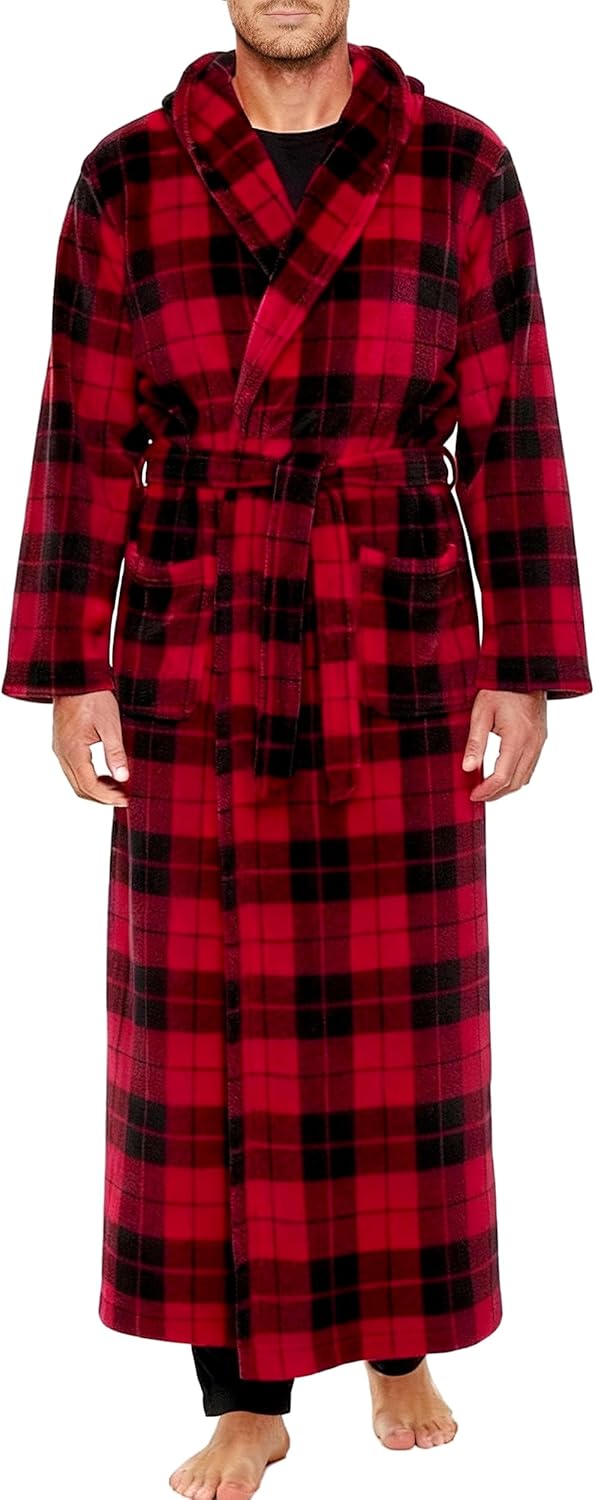 Plush Fleece Hooded Mens Bathrobe for Ultimate Comfort