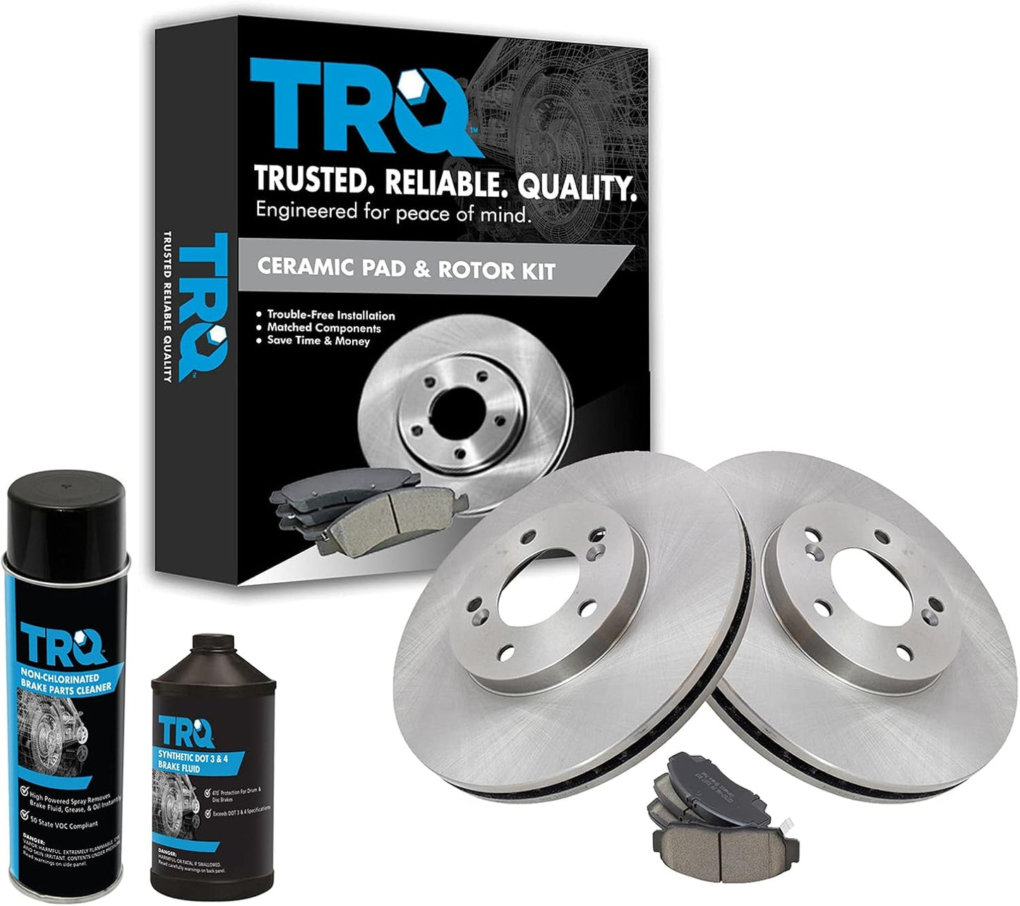 TRQ Front Brake Pad & Rotor Kit for 1999-2004 Acura RL Vehicles