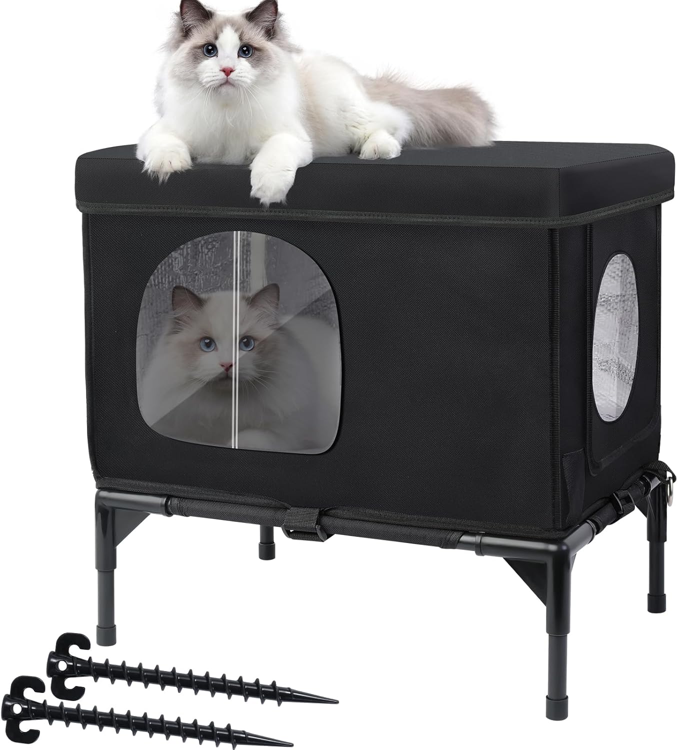 Outdoor Cat House Weatherproof Insulated Shelter for Stray Cats