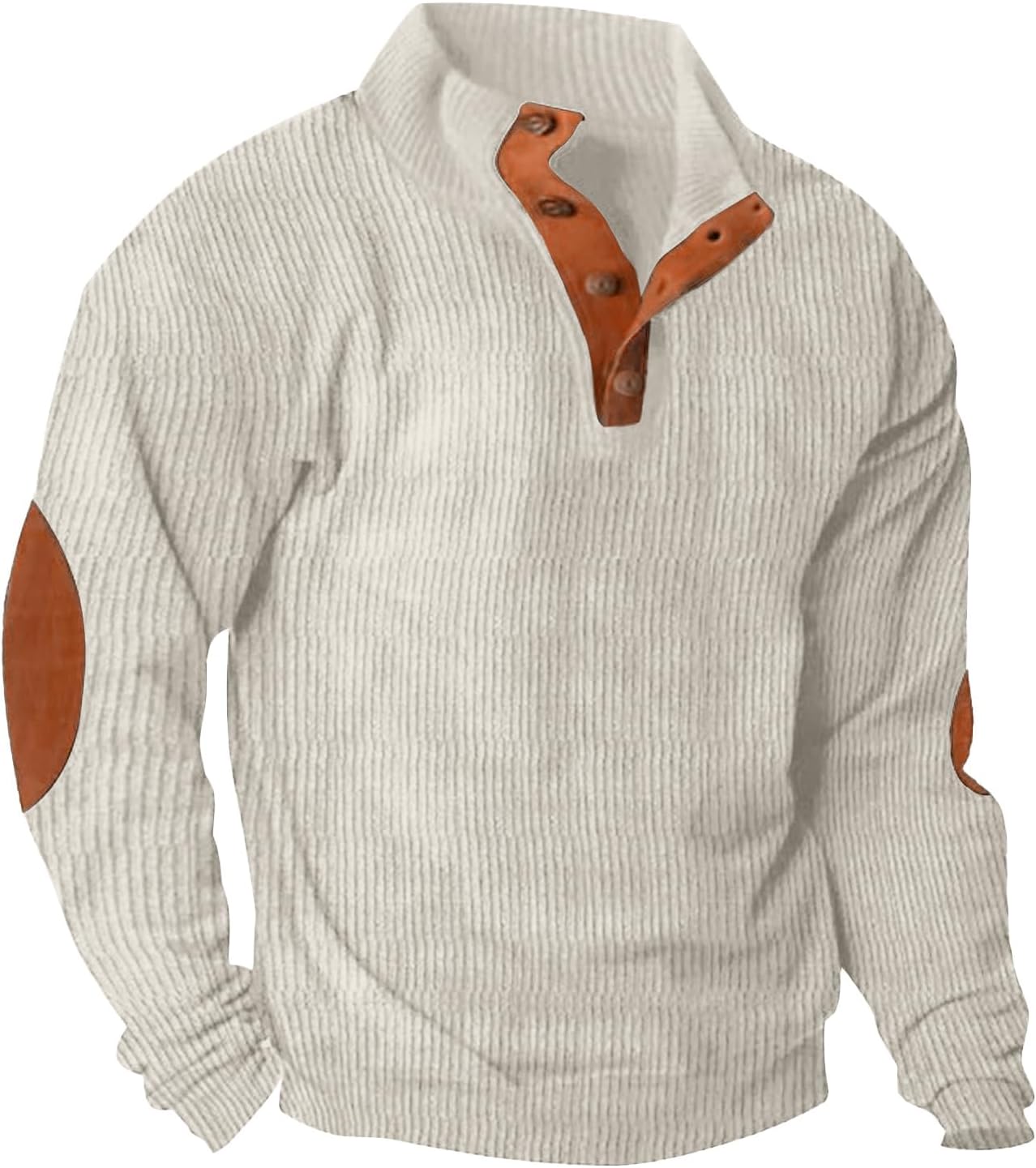 Lexiart Men's Corduroy Stand Collar Sweatshirt