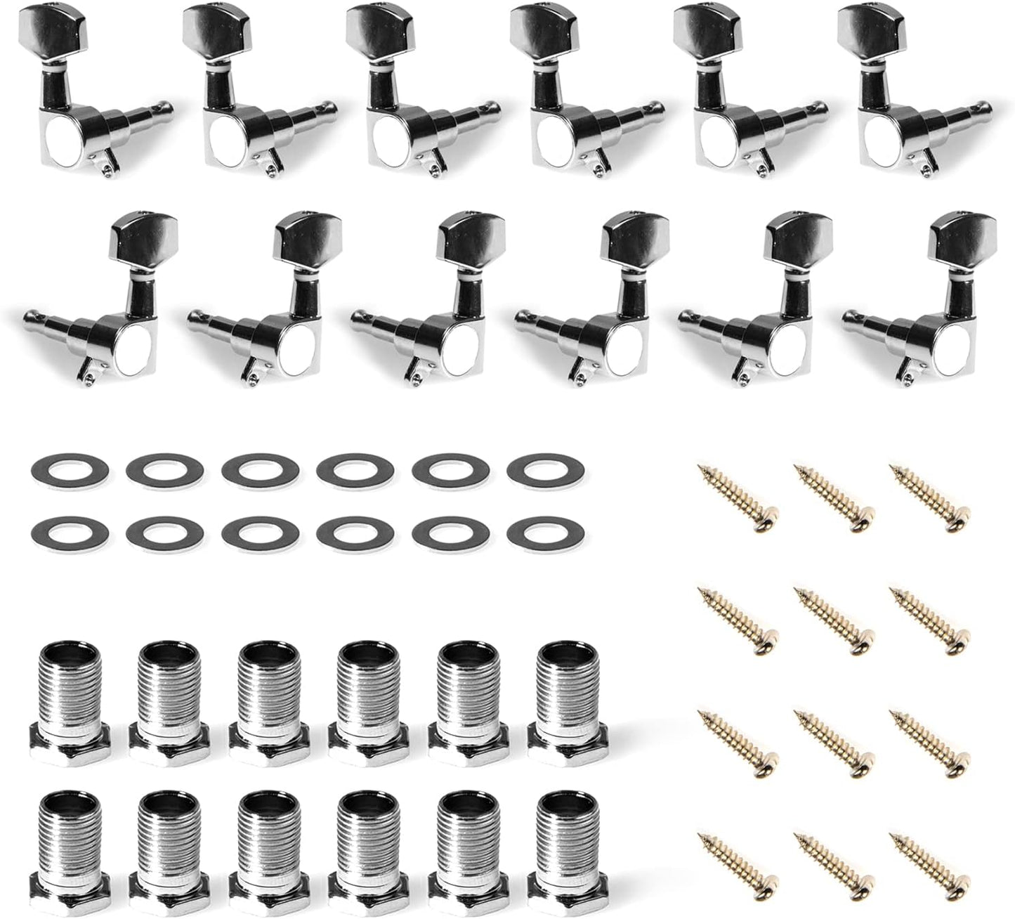 Enhance Your Guitar's Performance with 12Pcs Silver Tuning Pegs by Cheerock