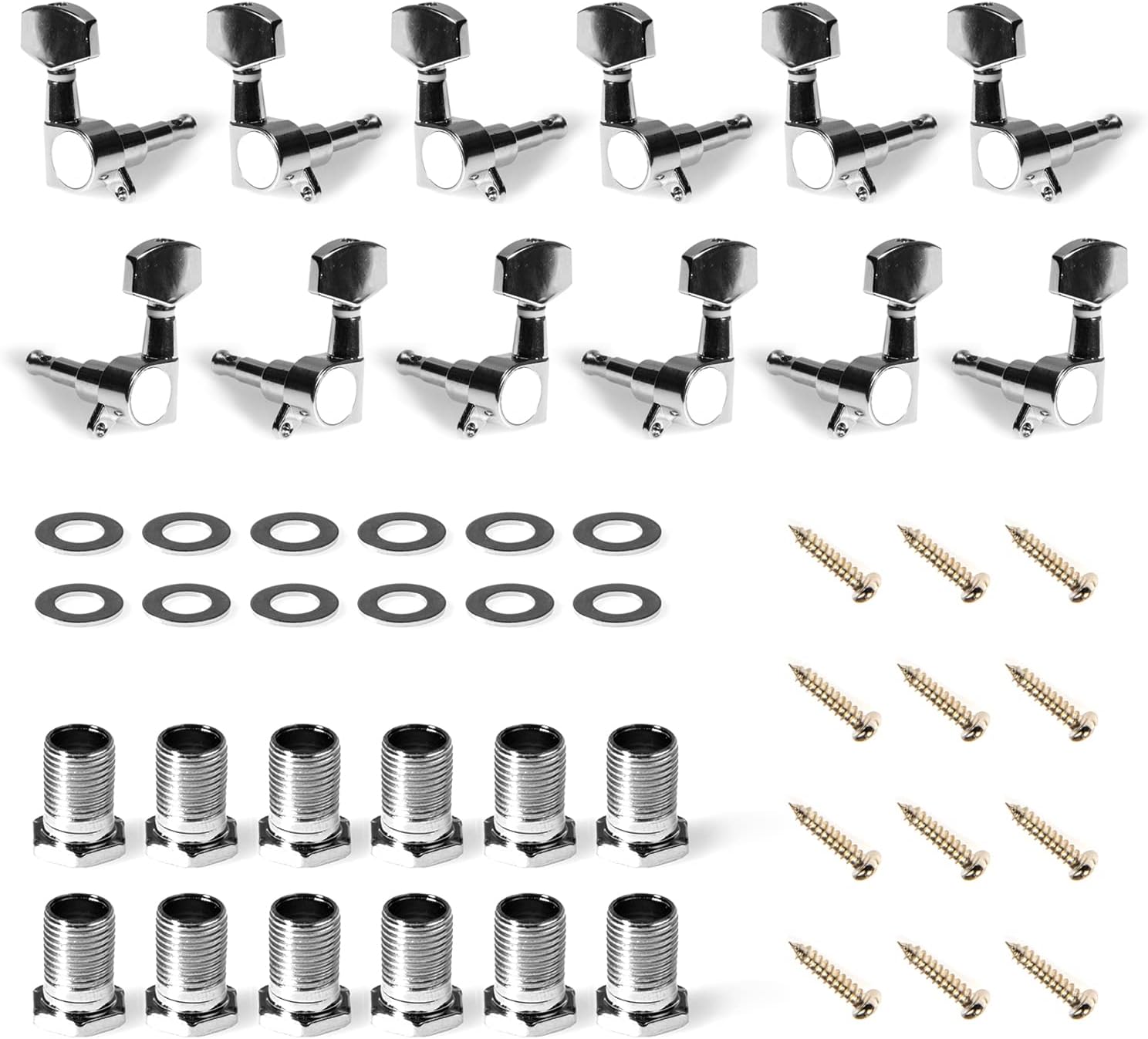 Enhance Your Guitar's Performance with 12Pcs Silver Tuning Pegs by Cheerock