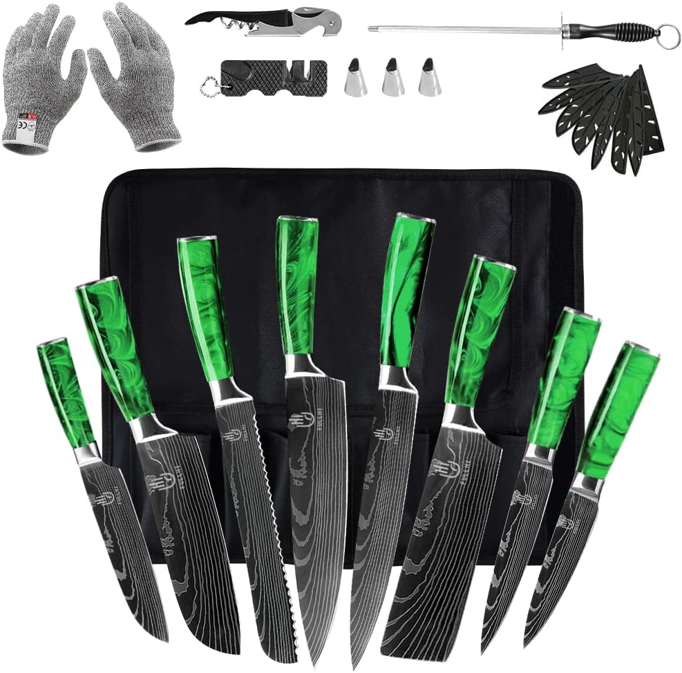 FULLHI 14-Piece Japanese Knife Set with Premium Steel Blades