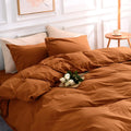 NEXHOME PRO Terracotta Burnt Orange Queen Duvet Cover Set - Linen Feel